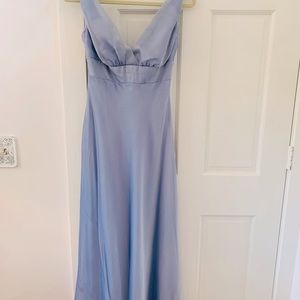 Davids bridal Size 4 ,Waters&waters long gown lovely blue w/long scarf attached